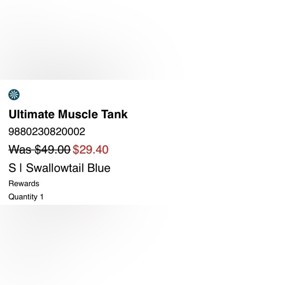 Athleta Ultimate Muscle Tank
Swallowtail Blue, size Small - Picture 11 of 11